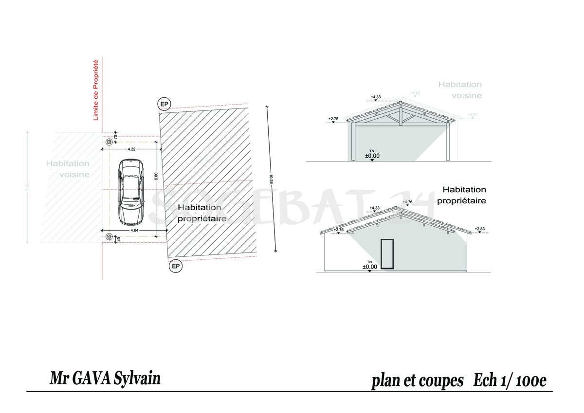 Construction d'un carport contre une maison individuelle à Pineuilh à Pineuilh